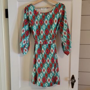 Teal, Aztec print dress